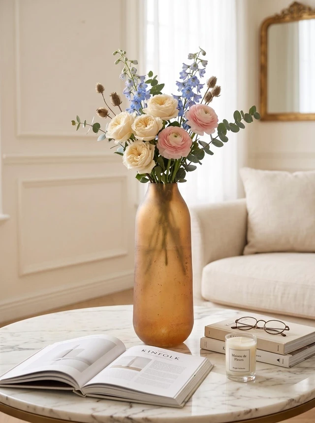 Alt view image 6 of 7 - 16.1 Inch Glass Vase for Decor, Flower Vase Table Centerpieces, Amber, Jars
