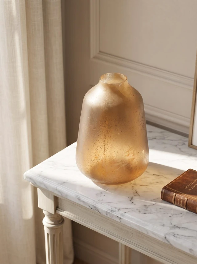 Alt view image 2 of 7 - 9 Inch Glass Vase for Decor, Flower Vase Table Centerpieces, Amber, Jars