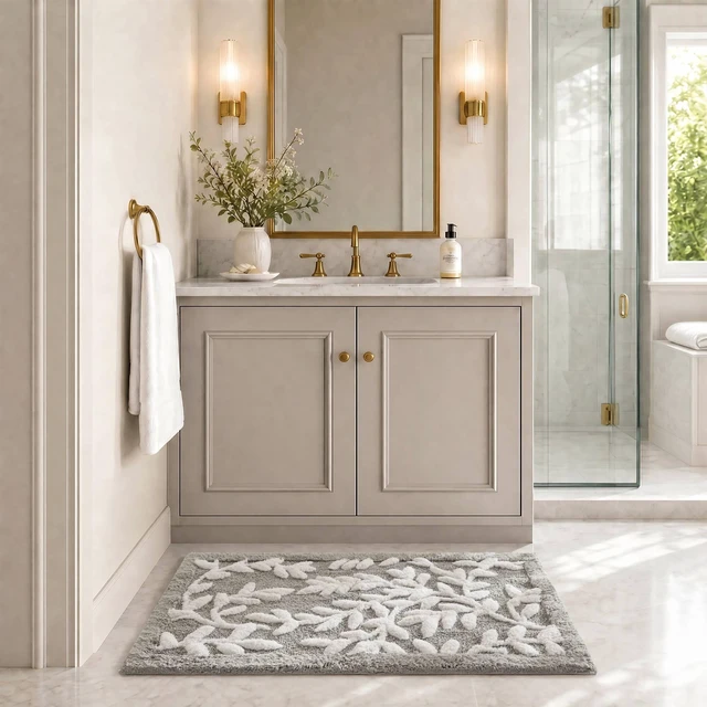 Main image of 21 34 Inch Cotton Tufted Bath Rug, Grey, Rugs