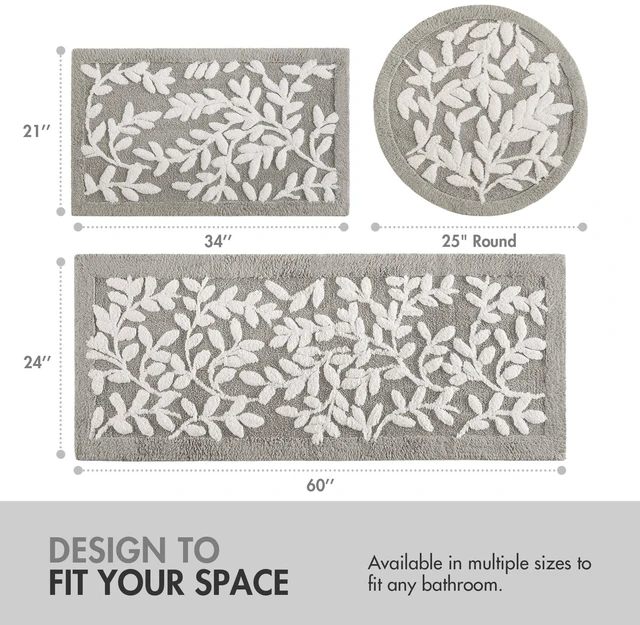 Alt view image 2 of 7 - 21 34 Inch Cotton Tufted Bath Rug, Grey, Rugs