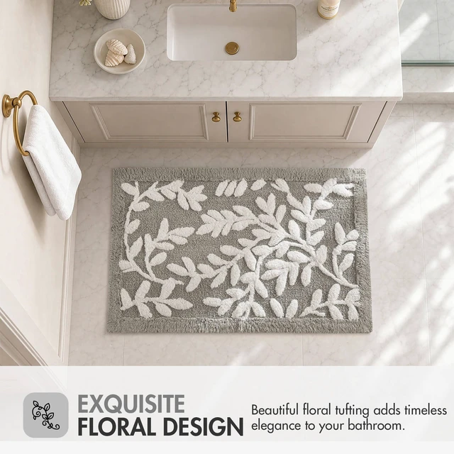 Alt view image 5 of 7 - 21 34 Inch Cotton Tufted Bath Rug, Grey, Rugs