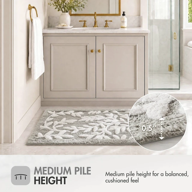 Alt view image 2 of 7 - 24 60 Inch Cotton Tufted Bath Rug, Grey, Rugs