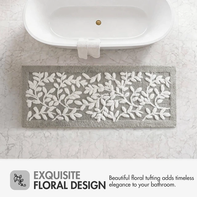 Alt view image 6 of 7 - 24 60 Inch Cotton Tufted Bath Rug, Grey, Rugs