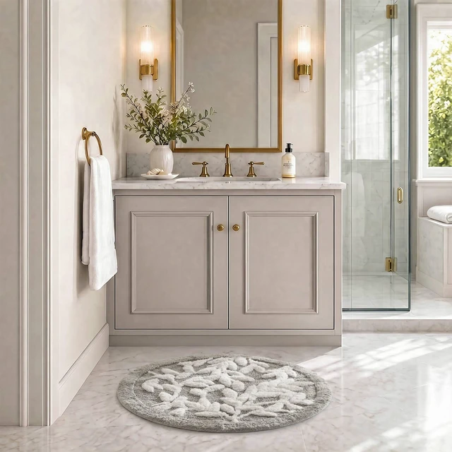 Main image of 25 Inch Cotton Tufted Bath Rug, Grey, Rugs