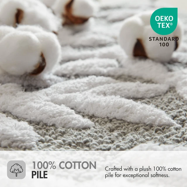 Alt view image 3 of 7 - 25 Inch Cotton Tufted Bath Rug, Grey, Rugs