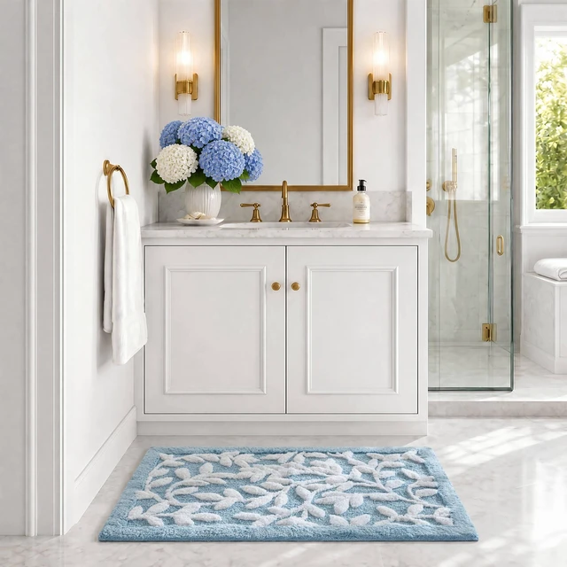 Alt view image 2 of 7 - 21 34 Inch Cotton Tufted Bath Rug, Blue, Rugs