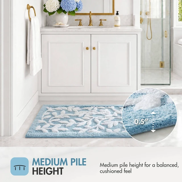 Alt view image 4 of 7 - 21 34 Inch Cotton Tufted Bath Rug, Blue, Rugs