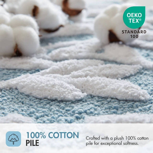 Alt view image 3 of 7 - 24 60 Inch Cotton Tufted Bath Rug, Blue, Rugs