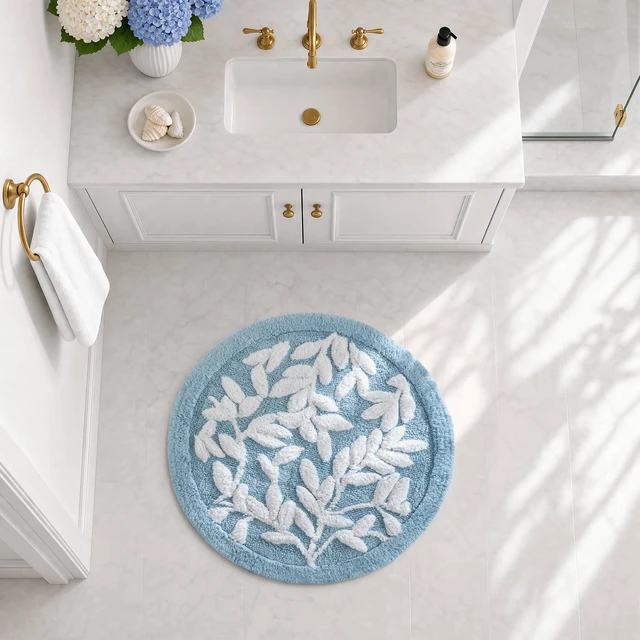 Main image of 25 Inch Cotton Tufted Bath Rug, Blue, Rugs
