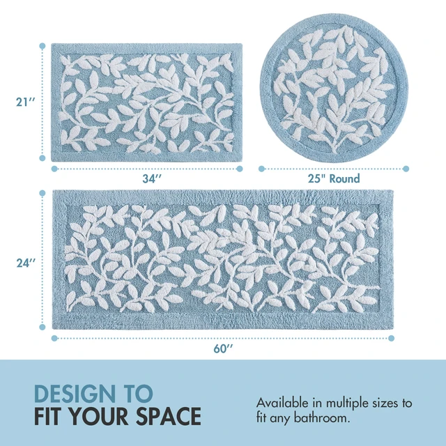 Alt view image 7 of 7 - 24 60 Inch Cotton Tufted Bath Rug, Blue, Rugs