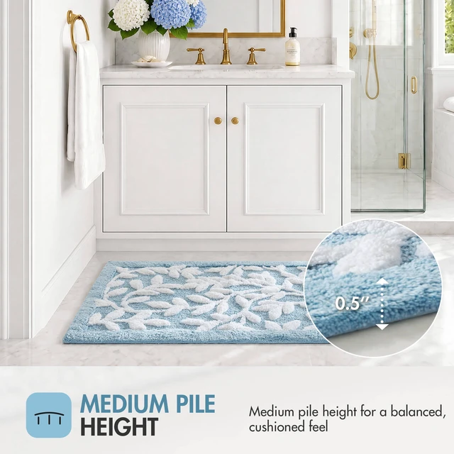 Alt view image 6 of 7 - 24 60 Inch Cotton Tufted Bath Rug, Blue, Rugs