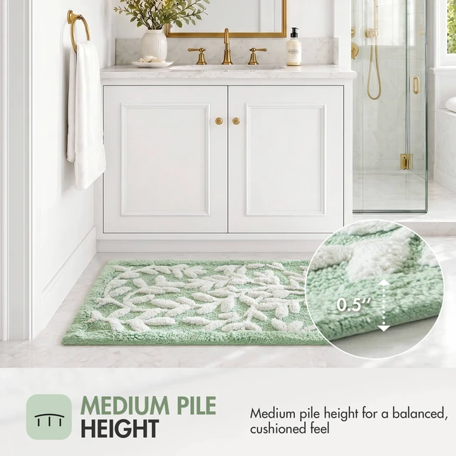Alt view image 3 of 7 - 21 34 Inch Cotton Tufted Bath Rug, Sage, Sage Green, Rugs