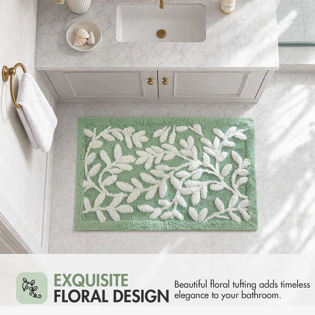 Alt view image 2 of 7 - 21 34 Inch Cotton Tufted Bath Rug, Sage, Sage Green, Rugs
