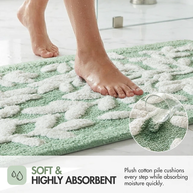 Alt view image 5 of 7 - 21 34 Inch Cotton Tufted Bath Rug, Sage, Sage Green, Rugs