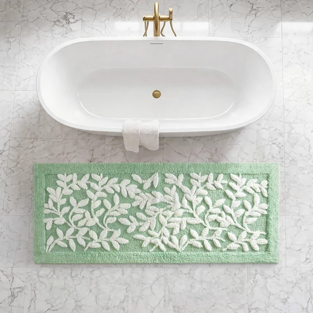 Main image of 24 60 Inch Cotton Tufted Bath Rug, Sage, Sage Green, Rugs