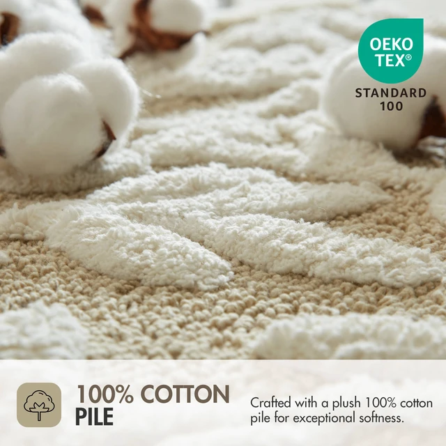 Alt view image 3 of 7 - 25 Inch Cotton Tufted Bath Rug, Natural, Rugs