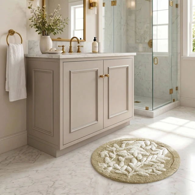 Alt view image 6 of 7 - 25 Inch Cotton Tufted Bath Rug, Natural, Rugs