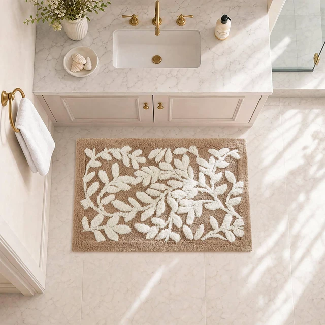Main image of 21 34 Inch Cotton Tufted Bath Rug, Mushroom, Rugs