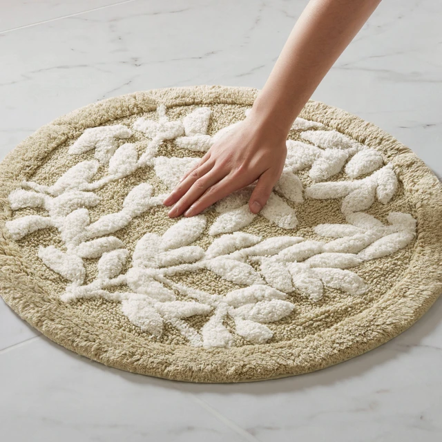 Alt view image 7 of 7 - 25 Inch Cotton Tufted Bath Rug, Natural, Rugs