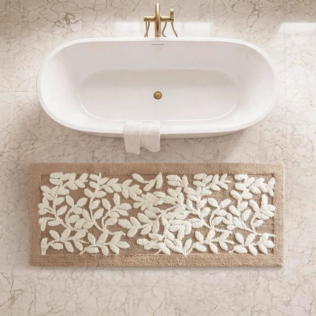 Main image of 24 60 Inch Cotton Tufted Bath Rug, Mushroom, Rugs