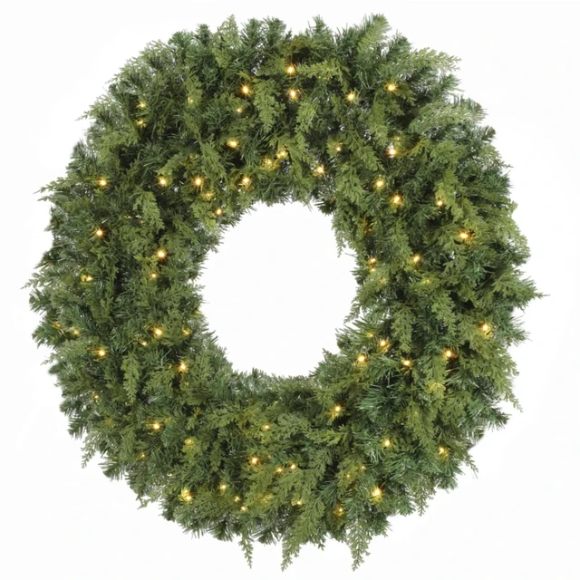 Alt view image 6 of 7 - 48 Inch Pre Lit Crestwood Spruce Artificial Christmas Wreath, Holiday Door Decor with Decorative Bow LED Lights
