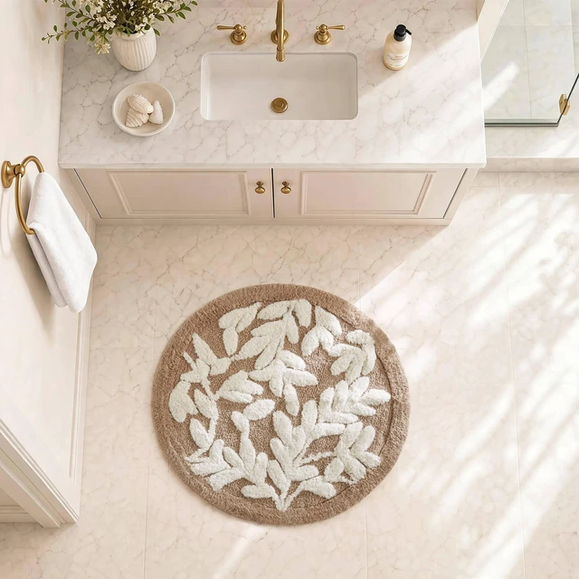Main image of 25 Inch Cotton Tufted Bath Rug, Mushroom, Rugs