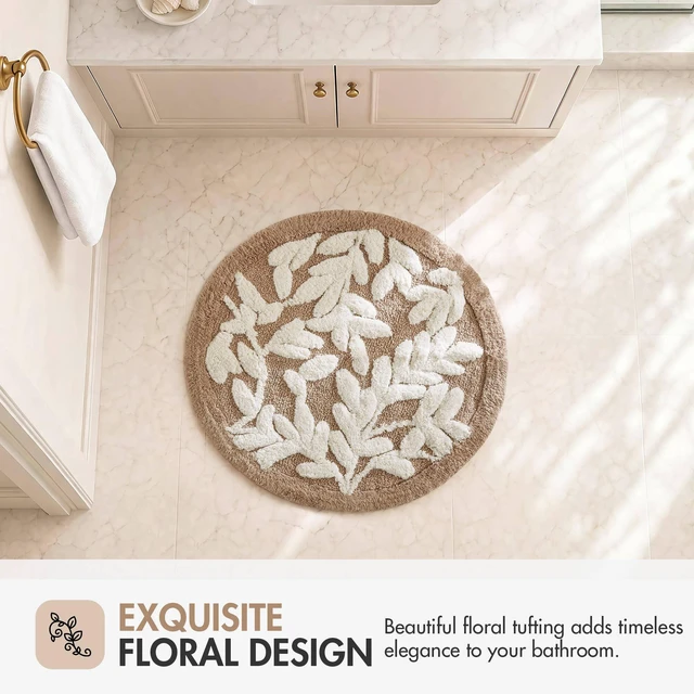 Alt view image 2 of 7 - 25 Inch Cotton Tufted Bath Rug, Mushroom, Rugs