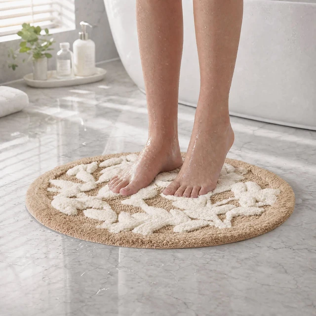 Alt view image 6 of 7 - 25 Inch Cotton Tufted Bath Rug, Mushroom, Rugs