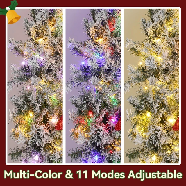 Alt view image 3 of 7 - 48 in Flocked Pre Lit Artificial Christmas Wreath with Bow, Lighting Modes Front Door Christmas Wreath with Remote LED
