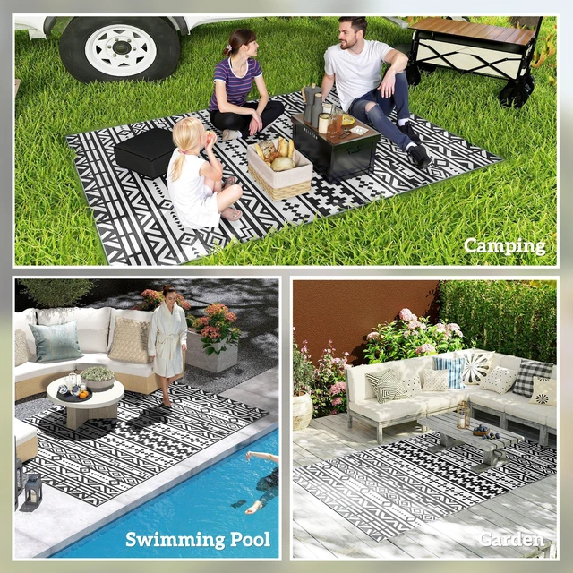Alt view image 7 of 7 - Outdoor Rug for Patio, 6 Waterproof Large Mat Reversible Plastic Straw Rug for Decor Portable Outside Camping Area