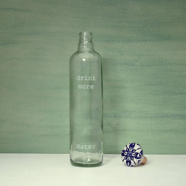 Alt view image 4 of 6 - Drink More Glass Water Bottle with Ceramic Stopper, Clear