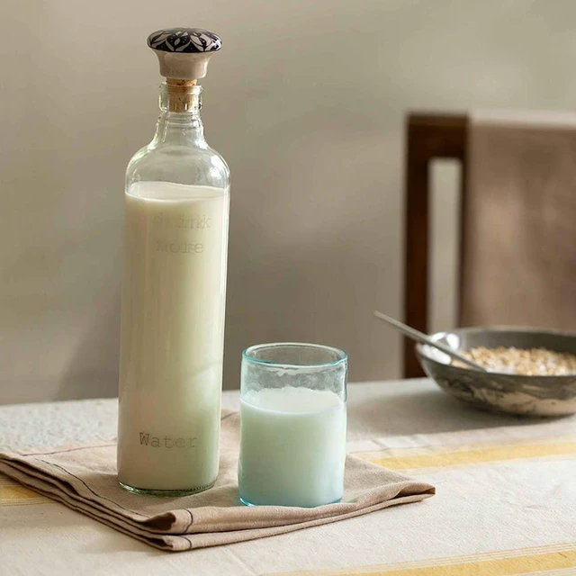 Main image of Drink More Glass Water Bottle with Ceramic Stopper, Clear