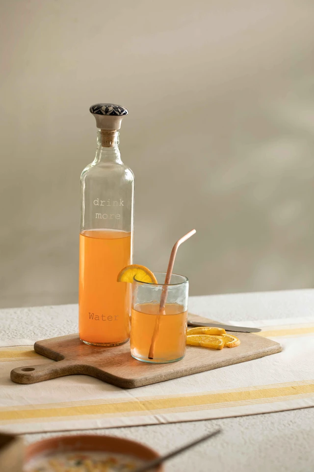 Alt view image 2 of 6 - Drink More Glass Water Bottle with Ceramic Stopper, Clear