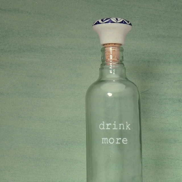 Alt view image 6 of 6 - Drink More Glass Water Bottle with Ceramic Stopper, Clear