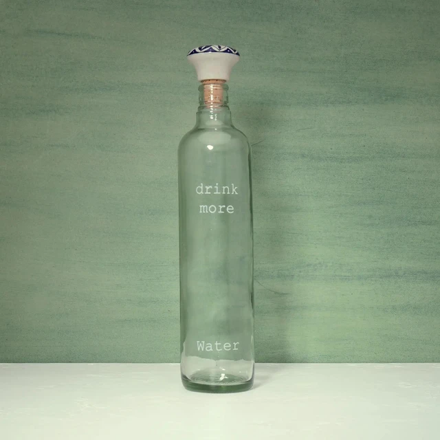 Alt view image 5 of 6 - Drink More Glass Water Bottle with Ceramic Stopper, Clear