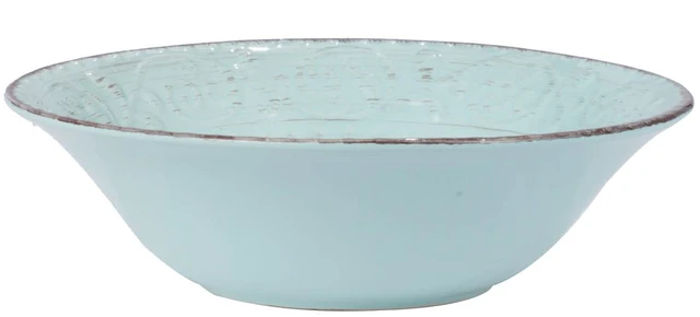 Alt view image 3 of 5 - 3 Inch Flare Serving Bowl, Antiqued Set, Aqua, Ceramic