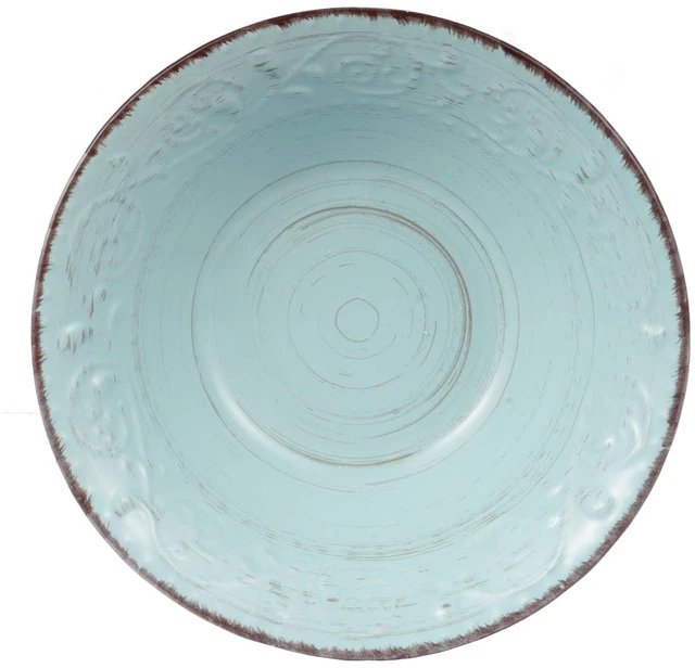 Alt view image 2 of 5 - 3 Inch Flare Serving Bowl, Antiqued Set, Aqua, Ceramic