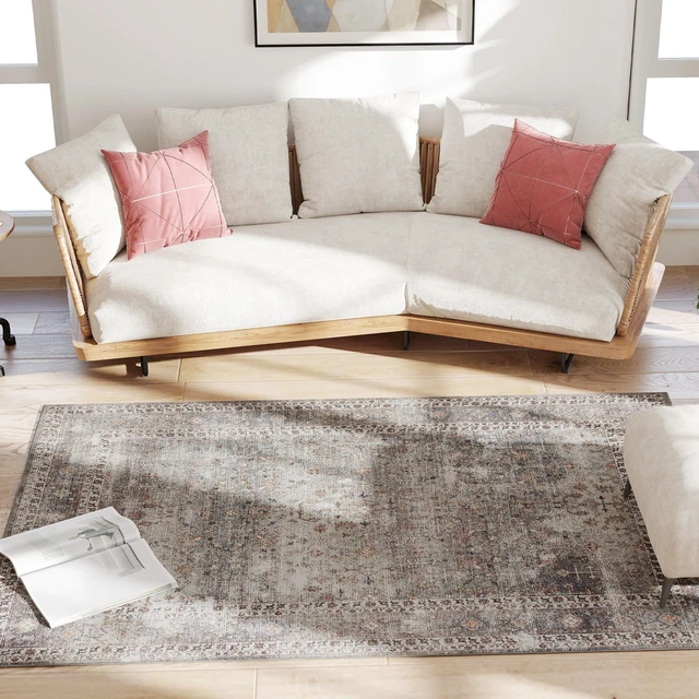 Alt view image 5 of 7 - Area Rug 4, Machine Washable Rug Non-Slip Floor Cover Foldable Carpet for Living Dining Mixed, Dark Brown, Chenille
