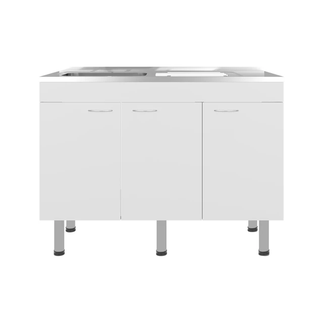 Alt view image 5 of 7 - Base Utility Sink with Stainless Steel Sink and 3 Door Freestanding Storage Cabinet, White, Particle Board, Kitchen