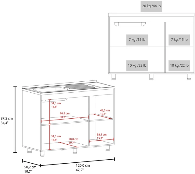 Alt view image 4 of 7 - Base Utility Sink Cabinet with Stainless Steel Counter Top, 3 Door Cabinet with Interior Storage Shelves, White