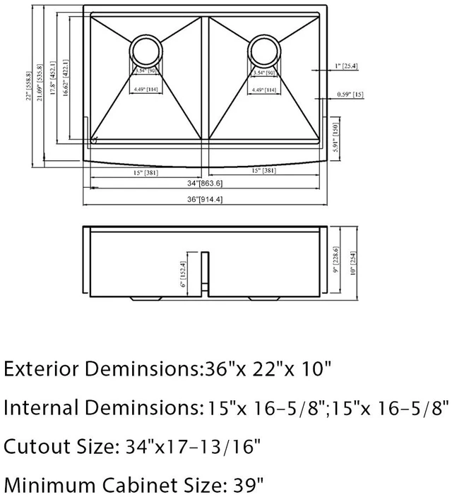 Alt view image 3 of 7 - Double Bowl Sink Workstation 36 Inch Kitchen Sink Stainless Steel Gauge Apron Front Kitchen Brushed Nickel