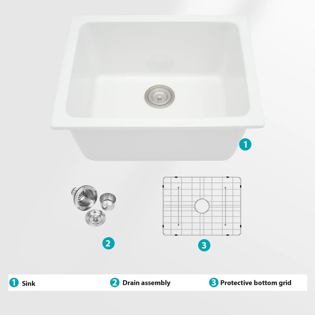 Alt view image 2 of 7 - Inch Undermount Utility Sink Single Bowl Fireclay Kitchen and Tub, Dual Mount Porcelain Rectangular Basin, White