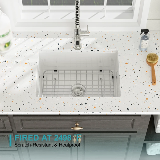 Alt view image 6 of 7 - Inch Undermount Utility Sink Single Bowl Fireclay Kitchen and Tub, Dual Mount Porcelain Rectangular Basin, White
