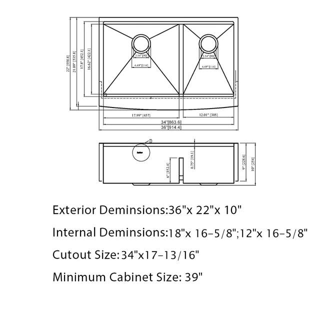 Alt view image 2 of 7 - Double Bowl Sink Workstation 36 Inch Kitchen Sink Stainless Steel Gauge Apron Front Kitchen Brushed Nickel