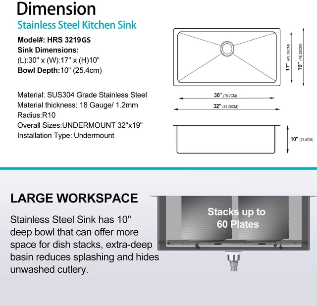 Alt view image 5 of 7 - Undermount Double Bowl Stainless Steel Kitchen Sink, Steel Gray