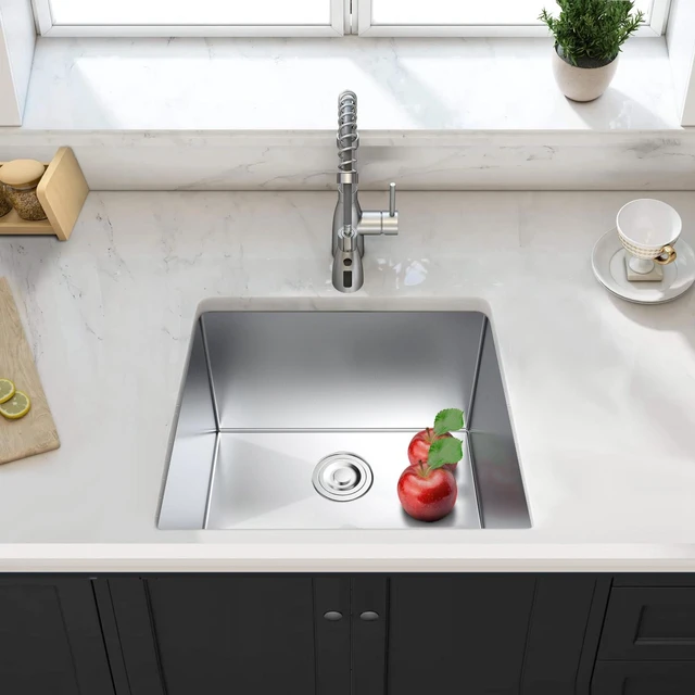 Alt view image 3 of 7 - Undermount Kitchen Sink 17 18 Inch Single Bowl, Stainless Steel Compact Sink, Steel Gray, Stainless