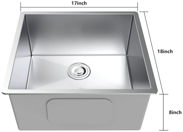 Alt view image 2 of 7 - Undermount Kitchen Sink 17 18 Inch Single Bowl, Stainless Steel Compact Sink, Steel Gray, Stainless