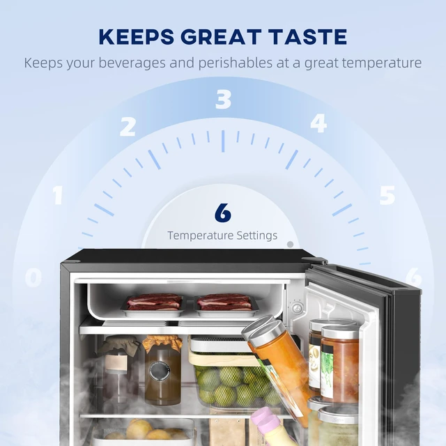 Alt view image 3 of 7 - Mini Fridge with Freezer, ft Small Refrigerator with Adjustable Thermostat Energy Efficient Low Noise Mini