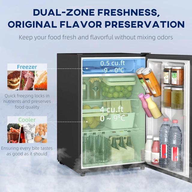 Alt view image 4 of 7 - Mini Fridge with Freezer, ft Small Refrigerator with Adjustable Thermostat Energy Efficient Low Noise Mini