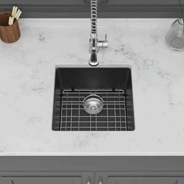 Alt view image 2 of 7 - Quartz Bar Sink Inchx 9 Inch Composite Undermount Bar Sink, Black, Kitchen